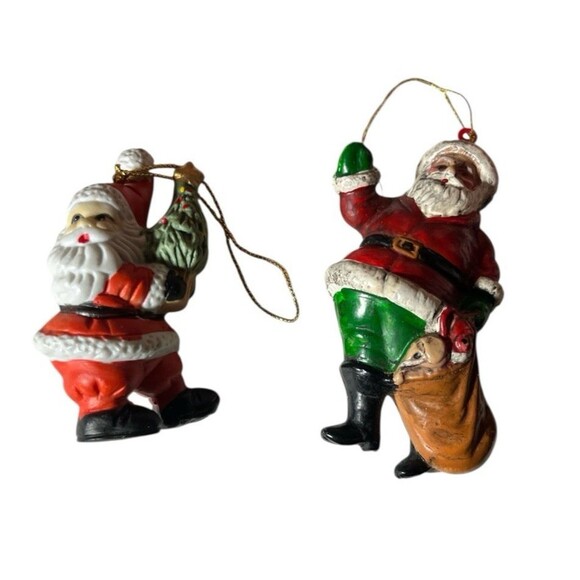 Mixed Lot 8 Vintage Santa Ornaments Retro Ceramic Resin Plastic 3"-4" - Picture 5 of 6